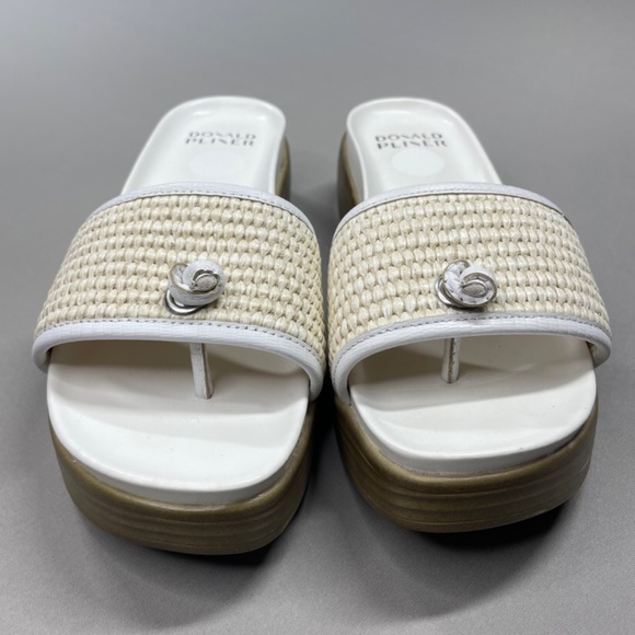 NEW Donald Pliner Shoes Womens 8 white brown Farrah sandal slip on casual - Picture 3 of 11